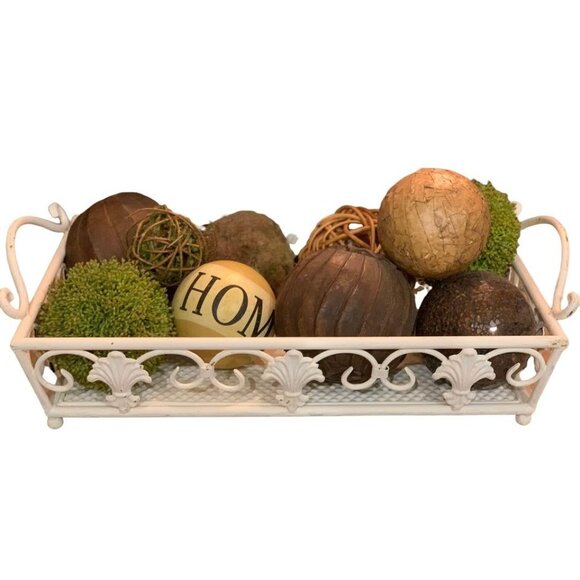 White Metal Tray with Handles 18" x 10.5" - Picture 7 of 8